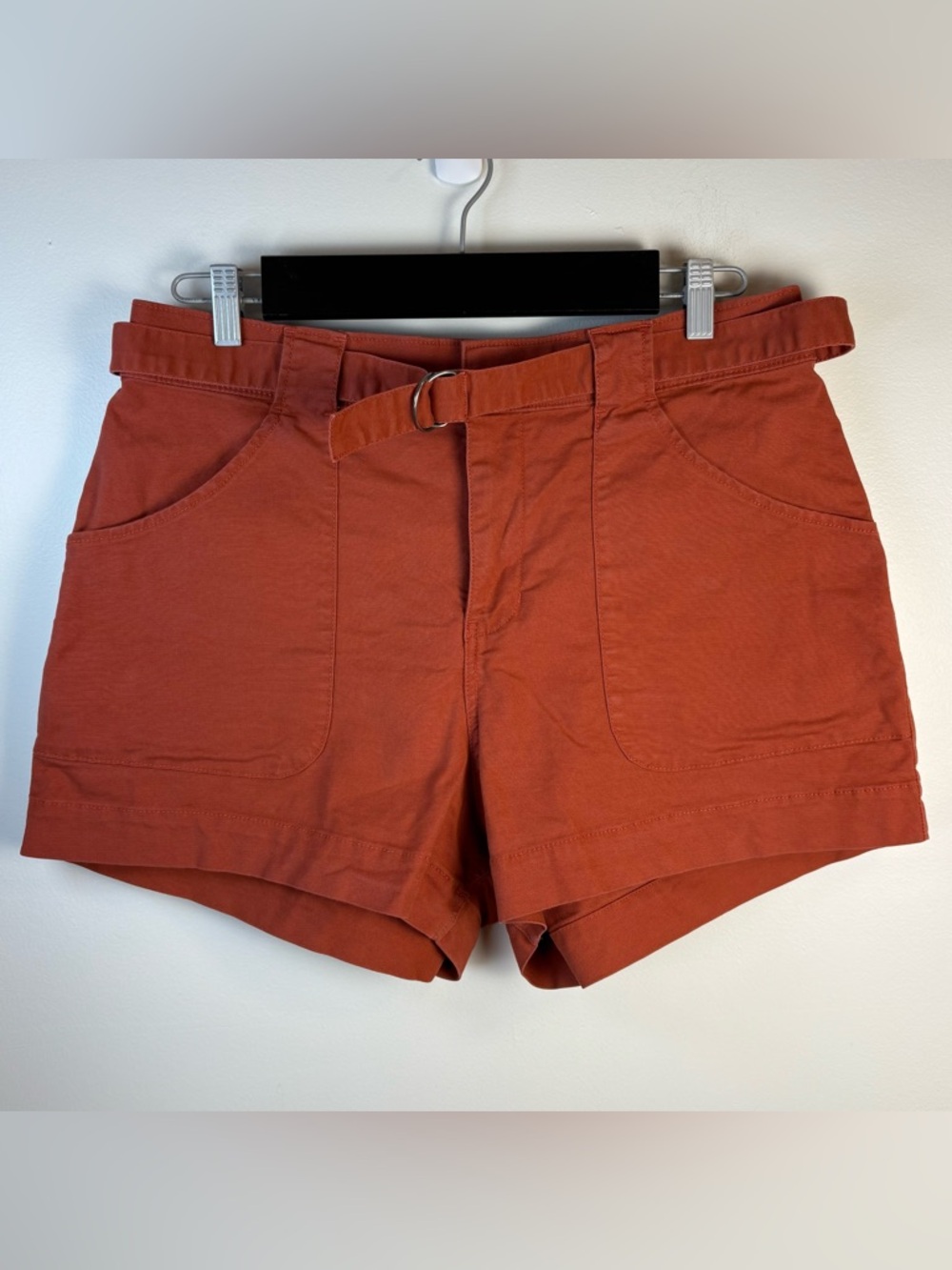 Hollister Women’s Burnt Orange Ultra High Rise Mom Shorts Cotton Blend Size XL
